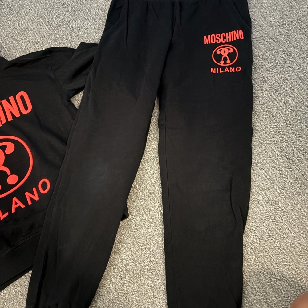 Moschino Kids Black Sweatpants with Red Milano Logo
